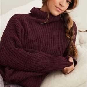 Aerie Maroon Turtleneck Sweater